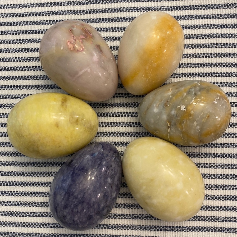 6 Vintage Natural Stone Eggs